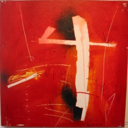 'Written Image' - Hiran Mitra - acrylic on canvas - 17.5x17.5 inches
