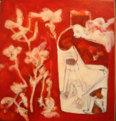 'The Broken Vase' - Tapas Konar - acrylic on canvas - 16x15 inch